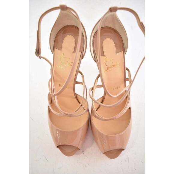 Christian Louboutin Holly Alta 120 Nude Patent Cross Strap Sandal Heel Pump 42 - Picture 7 of 12